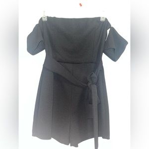 Black off the shoulder romper with belt